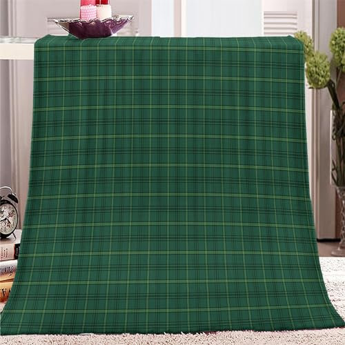 YBRAVO Couvertures et Plaids 70x100 cm Modèle Vert à Carreaux Plaid Polaire 3D Imprimée Couverture de Lit Douce et Chaude Plaid Jeté de Canapé Flanelle Couverture bébé, Bureau Sieste Couverture