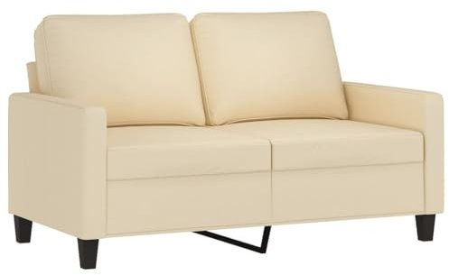 vidaXL Sofa 2-Sitzer, Loungesofa Couch mit Armlehnen Rückenkissen, Wohnzimmersofa Designsofa Metallgestell, Sitzmöbel Zweisitzer, Modern, Creme Stoff
