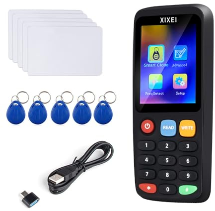 JIAN BOLAND RFID-Kopierer,Fob Copier, RFID lesegerät Chip kopierer, Decodierung, IC-Karte, intelligenter Schlüssel-Duplikator für T5577/5200-Karten Mit 5200 Schlüsselanhängern + UID-Karten x 5