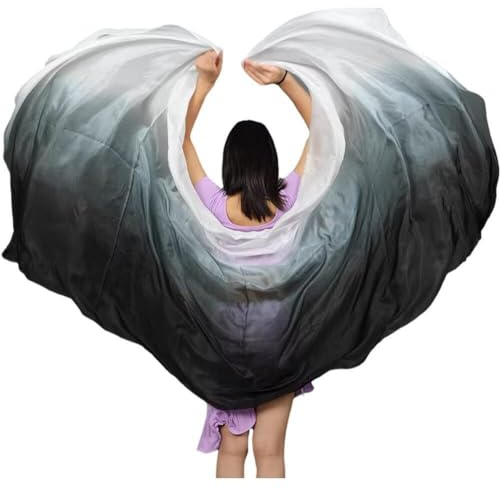 Bauchtanz-Schleier aus Seide für Damen Leichter Tanz-Handschal allmähliche Farbe Langer Bauchtanz-Seidenschleier Tanzzubehör