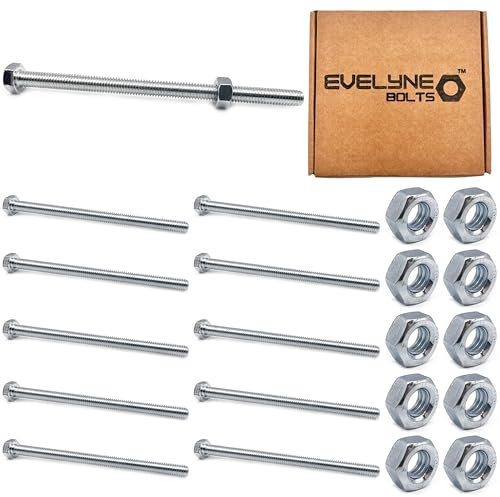 M6 Nuts & Bolt 10 Pack (M6 x 100mm Bolts & M6 Nuts) Hex Bolt/Setscrew Fully Threaded