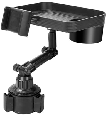Porte-gobelet extensible pour voiture et camion - Plateau rotatif à 360° - Plateau de table - Porte-gobelet de voiture - Base réglable avec support de téléphone
