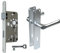 BKS Zimmertür/Wohnungstür/Badezimmer Komplett Set, inclusive Aluminium Schild Beschlag (BB Buntbartschlüssel, DIN LINKS, Langschild 215mm x 40mm)