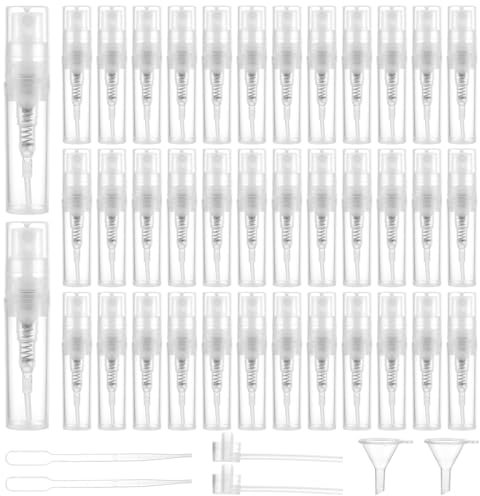 AKOLAFE 100 Stück Mini Parfümzerstäuber 2ml Mini Sprühflasche Parfum Zerstäuber für Unterwegs Parfüm Abfüller Feinnebel Sprühflasche Nasenspray Flasche Leer Kunststoff für Parfüm, Kosmetik, Reise