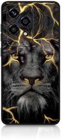 DiaryTown Coque Silicone Noir Animal Motif Lion d'or Honor 200 Lite 5G Étui Souple Antichoc Anti-Rayure