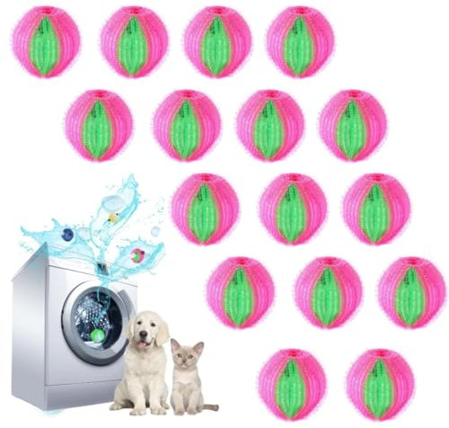 Vintree 16 Bolas Recoge Pelos Mascotas Atrapa Pelos Lavadora Mascotas para Todo Tipo de Pelos Bolas Atrapa Pelos para Lavadora Reutilizables Quita Pelos Mascota de Nailon 35mm