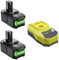 Chargeur 18 V avec batterie 6000 mAh pour Ryobi, Battery One+ P108 P109 P102 P103 P105 P107 RB18L50 RB18L40 RB18L25 RB18L15 18 V 6,0 Ah Batterie de rechange avec bloc d'alimentation P18 V 6,0 Ah 117 g