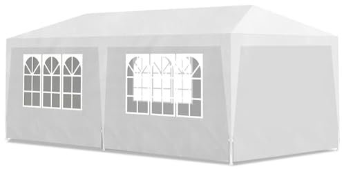 CLALER Pavillon 300x600 cm UV-Schutz Faltbar Camping Garten Faltpavillon Partyzelt, Weiß