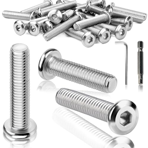 TXXATX 25 Pezzi Viti a Testa Piatta M6x40mm in Acciaio Inox Viti a Testa Bombata con Brugola Filetto Completo con Chiave e Inserto per Cacciavite Ideali per Montaggio e Manutenzione