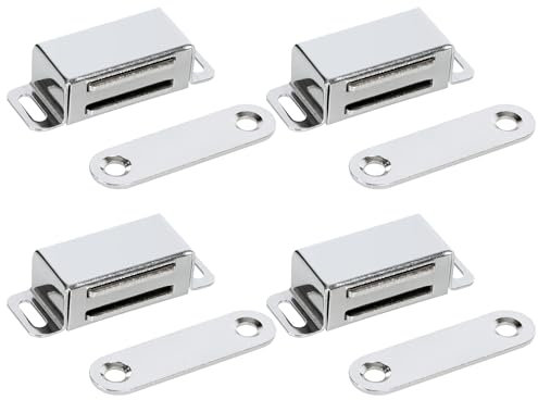 Mooche 4PACK Cabinet Magnets, Magnetic Door Catch 6KG Cupboard Door Magnets, Stainless Steel Heavy Duty Cabinet Drawer Magnet Latches for Kitchen Wardrobe Closet Closure