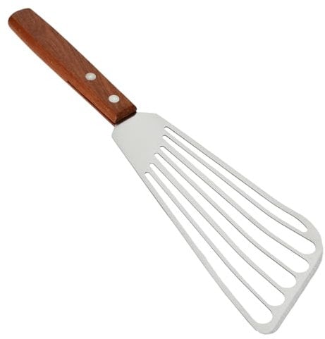 28 Cm Long Spatula, Rust-Proof Cuisine Spatula Made Of Stainless Steel, Slotted Spatula With Solid Wood Handle, Hollow Oil Filter Design, Thin Spatula, Stainless Steel Spatula For Easy Turning Cutting