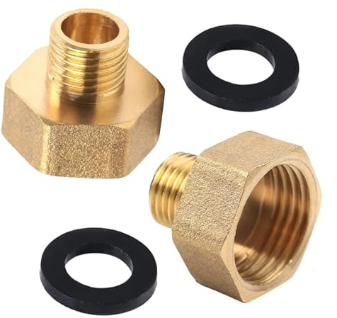 Yuiturt Gas Adapter, 2 Stück 1/2 IG auf 1/4 AG, Gasschlauch Verbinder 1/2 Rechts auf 1/4 Rechts mit 2 Dichtungen, Gasanschluss Adapter für Gasleitungen, LPG, Campingkocher, Gaskocher