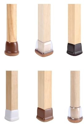 BODOBTF Stuhlbein-Bodenschoner mit dicker Filzpolsterung, Silikon-Möbelbeinabdeckungen, Tischfüße, Kappen zum Schutz von Böden, 8 Stück (XL-Quadrat, transparent)