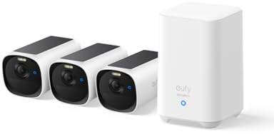 eufyCam E40 3-Kamera-Set mit Homebase 2, Überwachungskamera Außen, ohne Abo | kabellose 2K Solarkamera für außen, integriertem Solarpanel, MaxColor-Nachtsicht, erweiterbarer lokaler Speicher