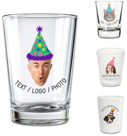 Beliver Personalisierte Schnapsgläser mit Ihrem Foto Text Benutzerdefinierte Whiskey Gläser Geschenke für Tequila Wodka Whiskey-Liebhaber