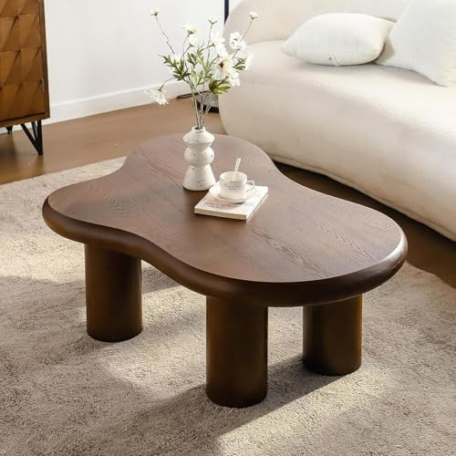 Dbtxwd 46 Brauner Wolken-Couchtisch für Wohnzimmer (B Brown 46in) | Moderner, unregelmäßiger Teetisch, asymmetrischer, einzigartiger Mitteltisch für Wohnzimmer, Arbeitszimmer, Empfangsraum