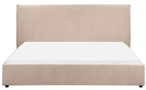 Beliani Modern Traditional Upholstered Bed EU King Size 6ft Soft Boucle Taupe Lavaur