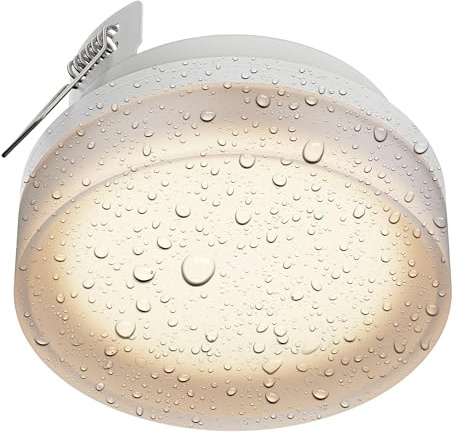 ledscom.de Deckeneinbauleuchte IPLY für außen, IP44, Stahl, weiß matt, rund, 100mm Ø, 1x GX53 max. 15W