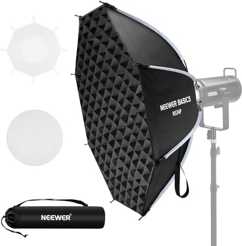 NEEWER Basics Kit Softbox Octogonal pour Studio Photo, Enregistrement Vidéo Streaming,35/90cm Mont Bowens à Dégagement Rapide/Grille/Diffuseur/Sac pour Éclairage Flash Stroboscopique Continu, NS34P