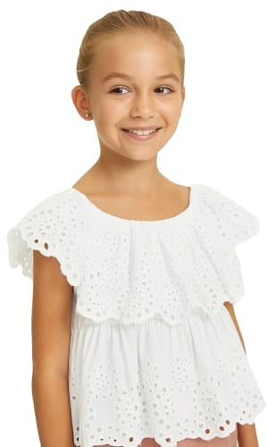 Maglietta Elegante in Pizzo per Ragazza 10-16 Anni – Top Estivo Bianco Senza Maniche – Blusa Mayoral per Cerimonia e Occasioni Speciali, 6064