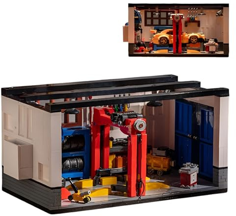 MirthMakers Vintage Garage Building Set – 750PCS Retro Car Repair Shop Bricks Kit with Functional Lift, STEM Mechanic Workshop Model Toy, Home Office Decor, for Adult, Kid