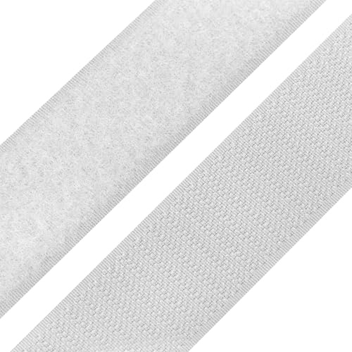 cyclingcolors 1x Klettband rolle 38 mm 25 meter set haken flausch organizer kabelbinder band für kleidersäcke aus polyamid nähmaschine, Weiß