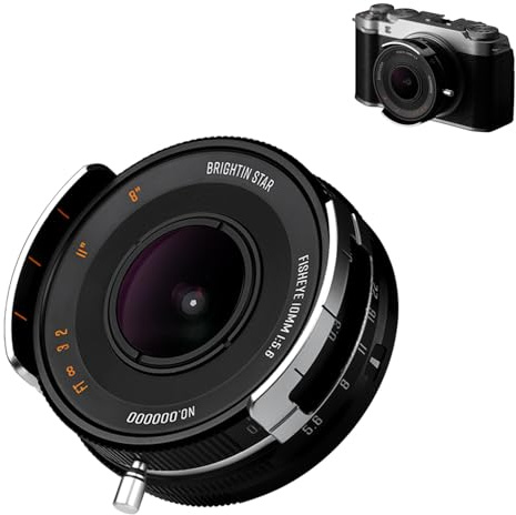 brightin star 10mm F5.6 Pro Fisheye Lens for Sony E Mount Support 175° Ultra-Wide Angle Manual Focus Prime APS-C Mirrorless Camera Lens for Sony ZV-E10, A7IV, A7SIII, A7III, A7C, A6600, A7RIV, A7RIII
