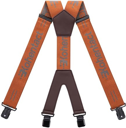 Kohentact Men’s Industrial Strength Suspenders 2-Inch Wide X-Back Heavy Duty Braces Strong Metal Clips, Elastic Adjustable