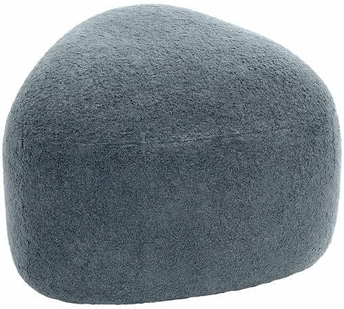 CLP Tabouret Ovale Alfrisa, Pouf rembourré en Tissu Pelucheux, Repose-Pieds rembourré pour Salon et Chambre, Structure en Bois Stable Couleur:Gris foncé