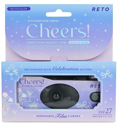 Retocolor Bling-Bling 400 35mm Disposable Film Camera 27EXP, Color Negative Film, Focus Free, Easy to Use, Built in Flash, Single Use (Film and Battery Included) (CHEERS)
