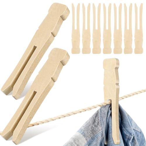 Veemoon 50 pack Wooden Clothespins Classic Laundry Pegs with Secure Grip for Washing Line Outdoor Drying Closet Organisation Photo Display Crafting and Home Decoration