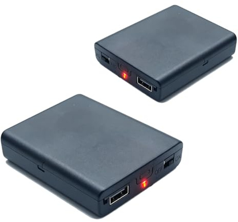 2 Pcs 4 AA Battery Holder with USB Female Socket & 6V Socket, On/Off Switch Battery Case with Indicator Light - No Soldering Required Plastic Storage Box for RC Cars, LED Lights, DIY Electronics
