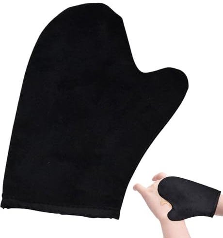Double Layer Thick Reusable Self Tanning Application Mitt | Dual-sided velvet tanning mitt with waterproof inner lining, washable, streak-free finish for hands & feet use