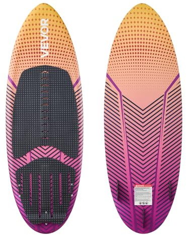 VEVOR 63-Inch Wakesurf Board, Wake Surfing Board with EPS Foam Core, EVA Non-Slip Pad & 3 Tail Fins, UV-Resistant Wakesurfing Boards for Adults Up to 250 lbs