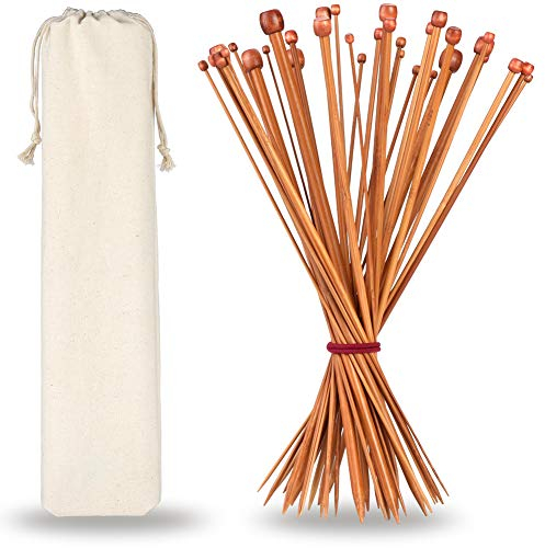H&S Set da Aghi da Maglia - 36 Pezzi Kit Ferri da Maglia in Bambù con Impugnatura Salda ed Ergonomica Set per Lavorare a Maglia con Custodia per Professionisti e Principianti