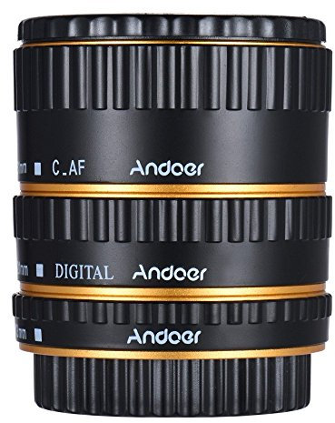Andoer Colorful Metal TTL Autofocus AF Macro Extension Tube Ring for all Canon EF and EF-S lenses Canon EOS EF EF-S 60D 7D 5D II 550D (Golden)