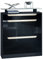 Vladon Schuhschrank Fiesta, Schwarz matt/Schwarz Hochglanz/Creme Hochglanz - Schuhkipper für 16 Paar Schuhe (89 x 104 x 23 cm)