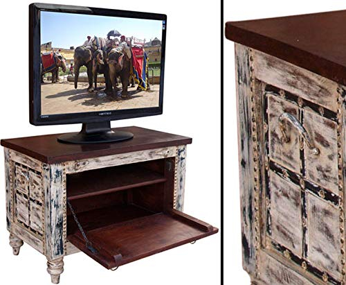bambus-discount.com Kolonialstil Möbel antikweiß, Fernsehtisch mit 50x70x40cm - Massivholzmöbel, Kolonialmöbel, Möbel im Kolonialstil (Beispiel: Sitzmöbel im Kolonialstil), Kolonialmöbelstück