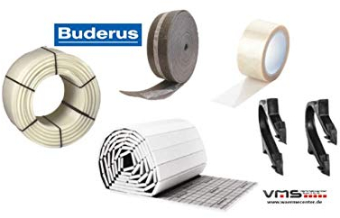 Buderus Fußbodenheizung 96 m² Komplettset / Heizung Tackerplatte 30-3 mm PE-RT Rohr 17x2