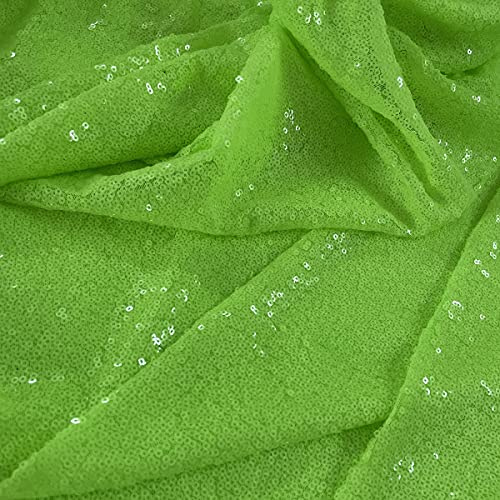 Paillettenstoff in Neongrün und Gelb, für Kostüme, Pailletten-Strickstoff, Tischdecke, Tischläufer, Pailletten-Hintergrund, Hochzeitskleid-Dekorationen (91 cm)