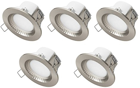 TEVEA® LED Einbaustrahler | geringe Einbautiefe | 5W 230V | IP44 auch fürs Bad (Warmweiss-5er)