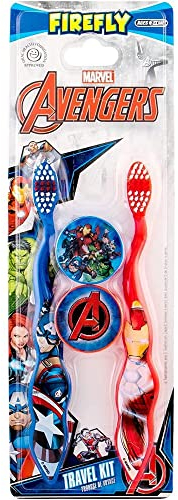 FireFly Barbecue Avengers 2er-Pack, Marvel Avengers Zahnbürsten, für Jungen, Zahnpflege-Reiseset, 40 g, Weiß