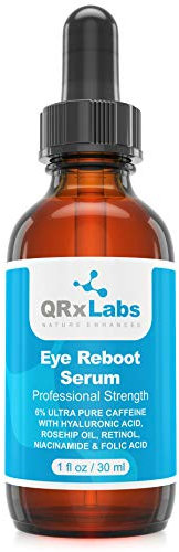 QRxLabs Eye Serum Reboot Mit 6% Koffein, Hyaluronsäure, Hagebuttenöl, Retinol, Niacinamide & Folsäure