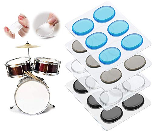 24Pcs Silikon-Gel-Dämpfer für Schlagzeug Klangregelung Snare Drum Floor Tom (Transparent Blau Braun Schwarz)