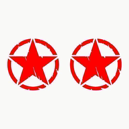 Autodomy Pack mit 2 Sticker Sterne | Militär Aufkleber Beständig gegen Regen und Sonne | Aufkleber für Auto 4x4 Offroad Geländewagen | Us Army Sticker (Rot, 25 cm)