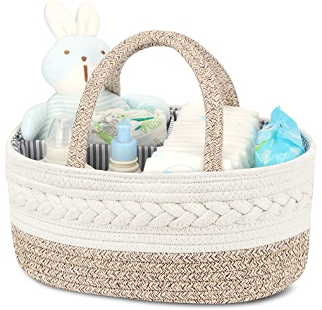 Maliton Wickeltisch Organizer,Baby Organizer Korb,Aufbewahrungskorb für den Wickeltisch,Windel Caddy mit Fächern & Griffen,Geschenke für Neugeborene