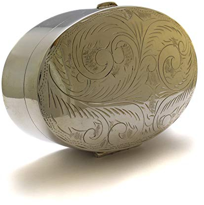 Große gravierte Pillendose, 925 Sterling Silber, Tablettenbox personalisierbar, Vintage Stil Pillbox, Retro Pill Container