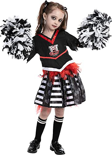 Spooktacular Creations Zombies Cheerleader Costume for Girls - Scary Spiritless Cheerleader Costume for Halloween