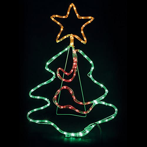 Galileo Casa Leuchtschild Weihnachtsbaum 76 x 48 cm, Grün/Rot/Gelb, Maße: L 76 x B 48 x H 3 cm