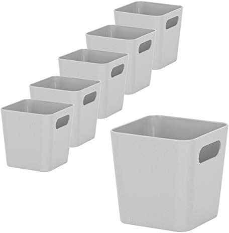 6x Ordnungsboxen 10cm hoch GRAU 10x10x10cm 720ml Kunststoff Bad Korb Kiste
